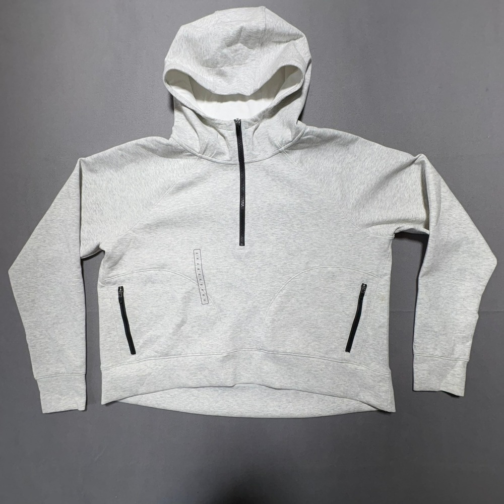 DSG Womens XL Sport Fleece 1/4 Zip Hoodie Light Heather Grey DAW24400H NWT
